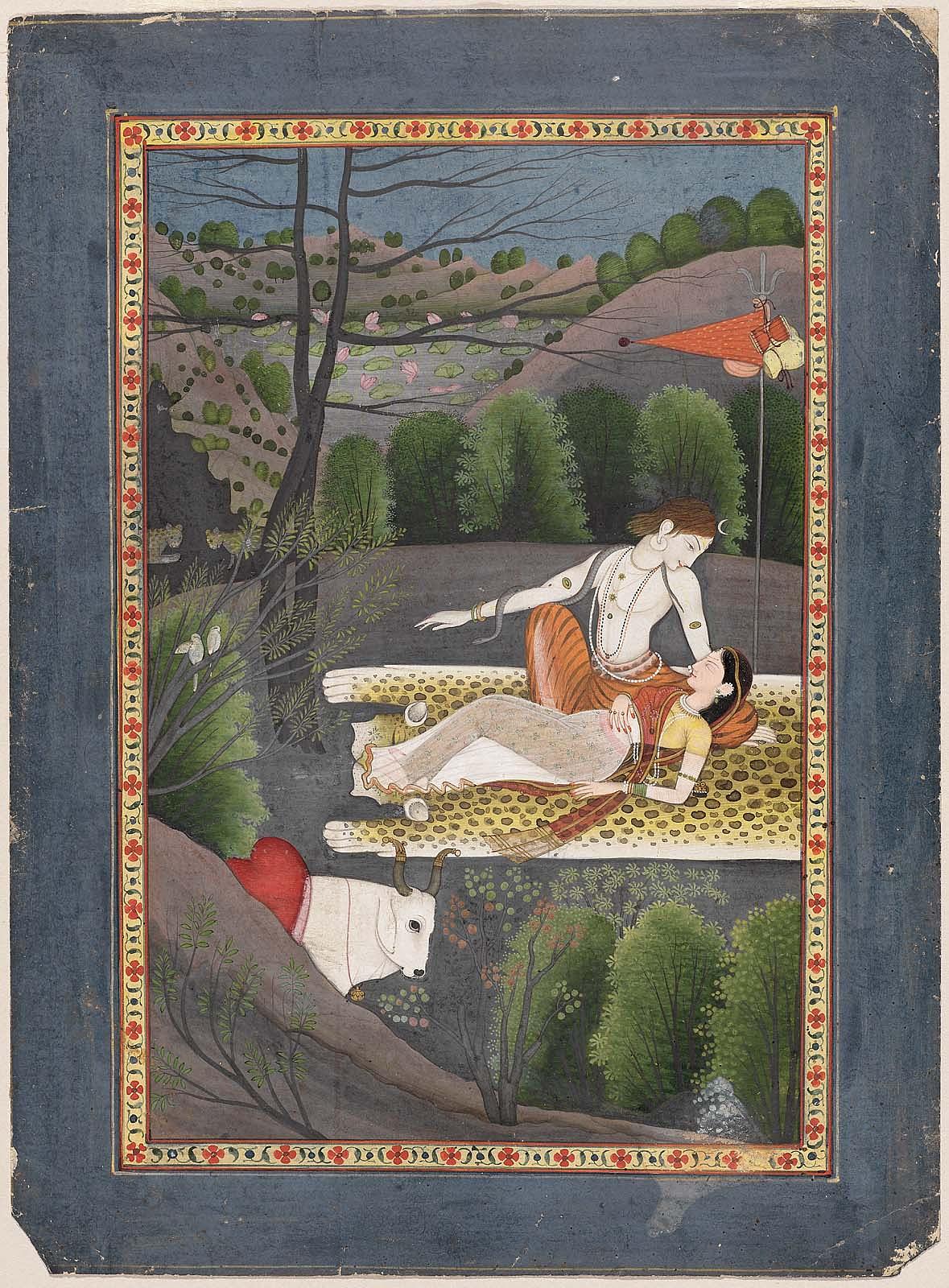 Indian painting of couple shiva parvati
