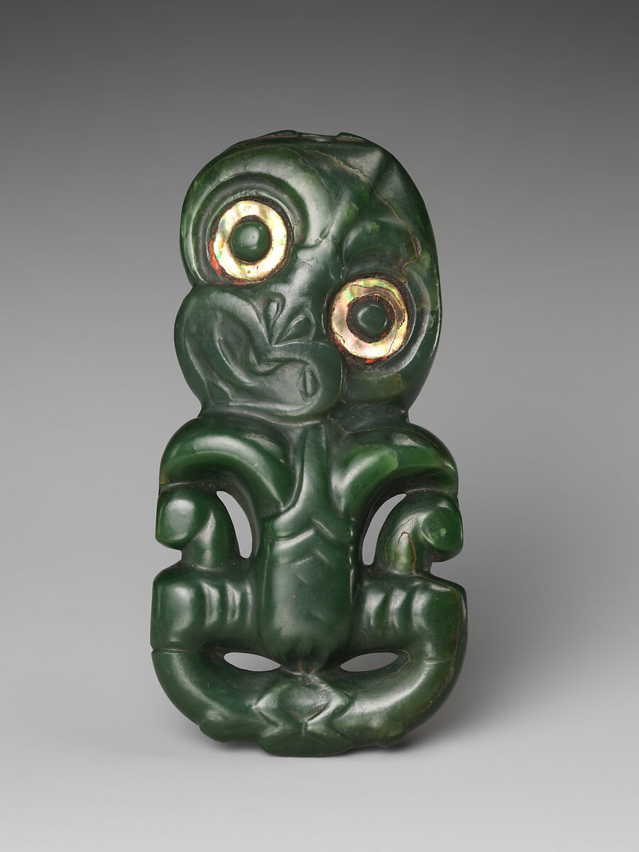 Tiki green jade pendant 